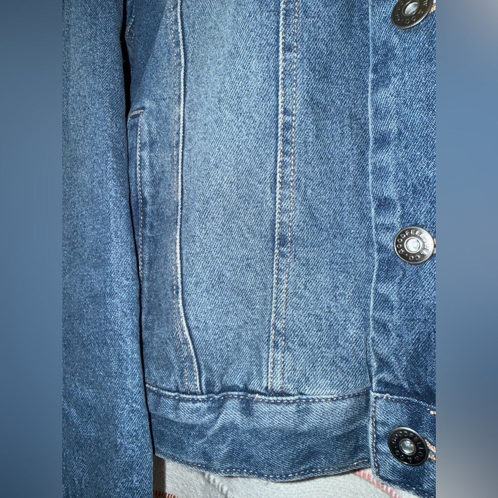 Goodfellow & Co Blue Denim Jacket with Tan Collar and Lining - Picture 4 of 14
